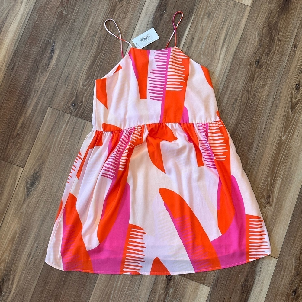 NWT Crosby by Mollie Burch Elle Pink Orange Halter Dress - Sz Small - Picture 2 of 7
